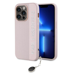 Karl Lagerfeld iPhone 14 Pro Back cover case - Saffiano Rhinestones and Charm - Pink