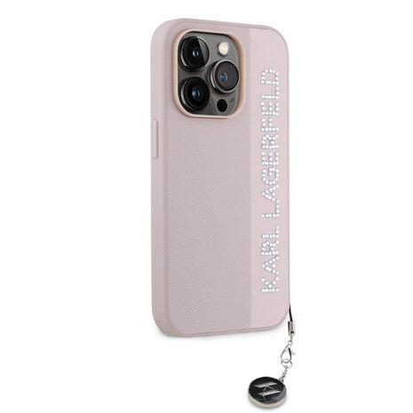 Karl Lagerfeld Karl Lagerfeld iPhone 14 Pro Back cover coque Saffiano Rhinestones and Charm - Rose Karl Lagerfeld Karl Lagerfeld iPhone 14 Pro Back cover coque Saffiano Rhinestones and Charm - Rose