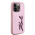 Karl Lagerfeld Karl Lagerfeld iPhone 15 Pro Max Back-Cover hul - Wrinkled - Metal signature - Rosa