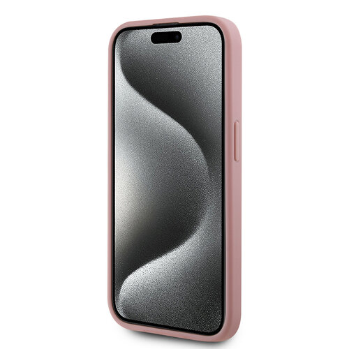 Karl Lagerfeld Karl Lagerfeld iPhone 15 Pro Max Back-Cover hul - Wrinkled - Metal signature - Rosa