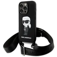 Karl Lagerfeld iPhone 15 Plus & 14 Plus Back-Cover hul - IKONIK CROSSBODY - Schwarz