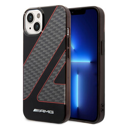 AMG iPhone 14 Plus & 15 Plus Back-Cover hul - Double Layer - Checkered Flag Pattern - Red - Schwarz