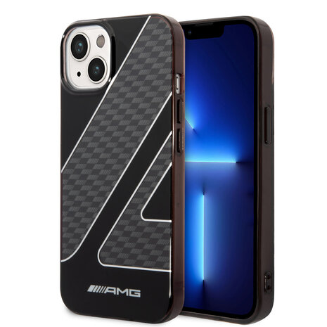 AMG AMG iPhone 14 Plus & 15 Plus Back cover coque - Double Layer - Checkered Flag Pattern - Noir AMG AMG iPhone 14 Plus & 15 Plus Back cover coque - Double Layer - Checkered Flag Pattern - Noir