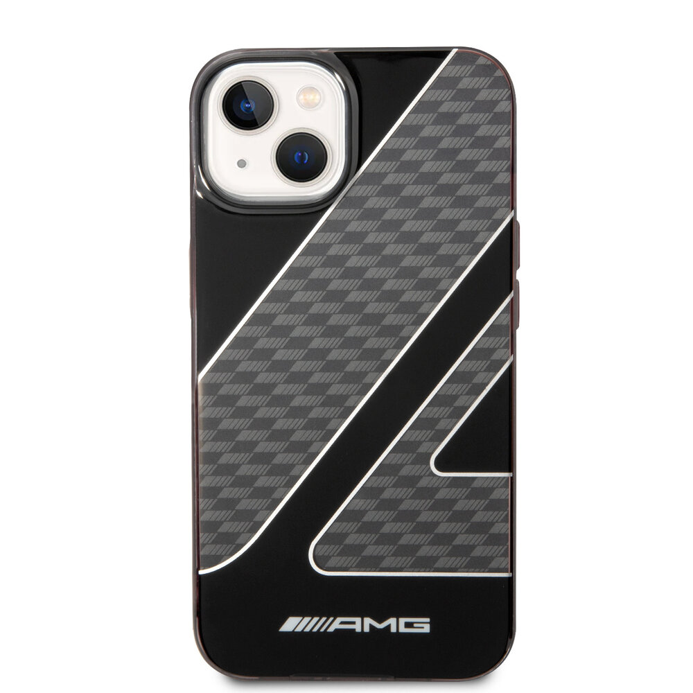 AMG AMG iPhone 14 Plus & 15 Plus Back-Cover hul - Double Layer - Checkered Flag Pattern - Schwarz AMG AMG iPhone 14 Plus & 15 Plus Back-Cover hul - Double Layer - Checkered Flag Pattern - Schwarz
