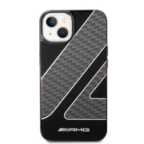 AMG AMG iPhone 14 Plus & 15 Plus Back-Cover hul - Double Layer - Checkered Flag Pattern - Schwarz AMG AMG iPhone 14 Plus & 15 Plus Back-Cover hul - Double Layer - Checkered Flag Pattern - Schwarz