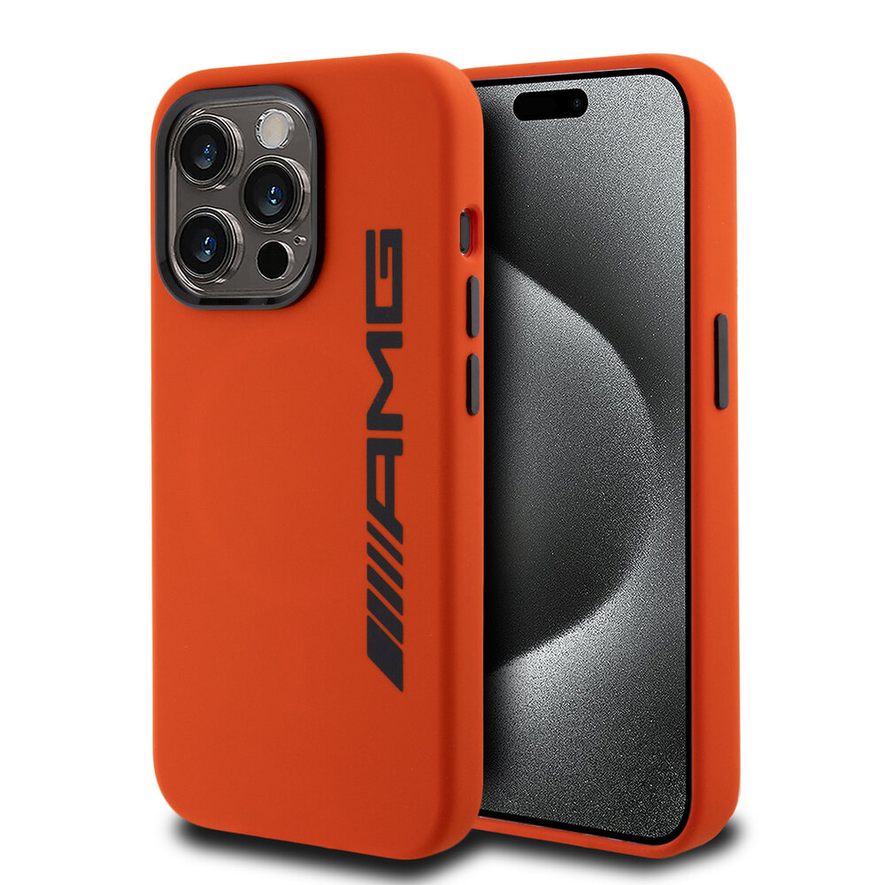 AMG AMG iPhone 15 Pro Backcover hoesje - Large Logo - Oranje AMG AMG iPhone 15 Pro Backcover hoesje - Large Logo - Oranje