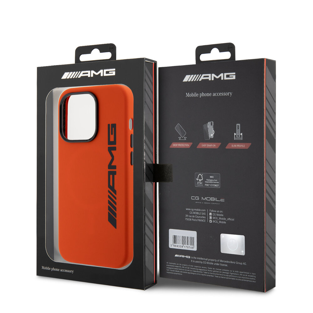 AMG AMG iPhone 15 Pro Backcover hoesje - Large Logo - Oranje AMG AMG iPhone 15 Pro Backcover hoesje - Large Logo - Oranje
