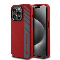 AMG iPhone 15 Pro Back cover coque - Magsafe - Vertical Grey Logo - Rouge