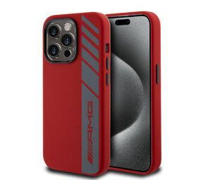 AMG AMG iPhone 15 Pro Backcover hoesje - Magsafe - Vertical Grey Logo - Rood AMG AMG iPhone 15 Pro Backcover hoesje - Magsafe - Vertical Grey Logo - Rood