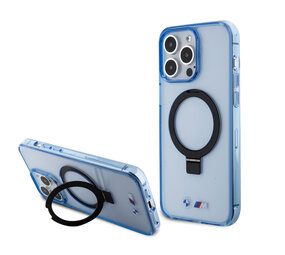 BMW BMW iPhone 15 Pro Max Backcover hoesje - Magsafe - IML Ring Stand - Blauw BMW BMW iPhone 15 Pro Max Backcover hoesje - Magsafe - IML Ring Stand - Blauw