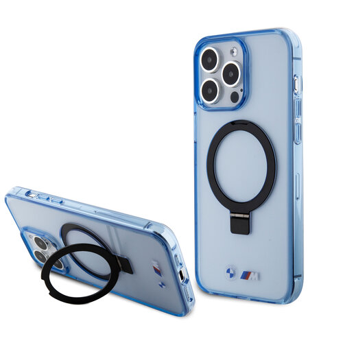 BMW BMW iPhone 15 Pro Max Backcover hoesje - Magsafe - IML Ring Stand - Blauw