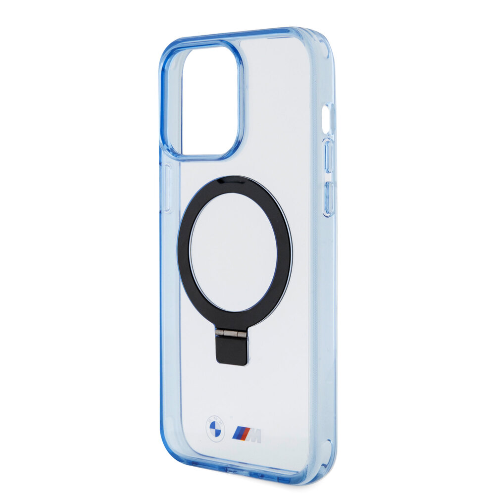 BMW BMW iPhone 15 Pro Max Back-Cover hul - Magsafe - IML Ring Stand - Blau BMW BMW iPhone 15 Pro Max Back-Cover hul - Magsafe - IML Ring Stand - Blau