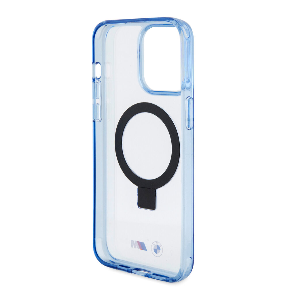 BMW BMW iPhone 15 Pro Max Back-Cover hul - Magsafe - IML Ring Stand - Blau BMW BMW iPhone 15 Pro Max Back-Cover hul - Magsafe - IML Ring Stand - Blau