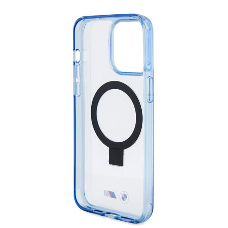 BMW BMW iPhone 15 Pro Max Back cover coque - Magsafe - IML Ring Stand - Bleu BMW BMW iPhone 15 Pro Max Back cover coque - Magsafe - IML Ring Stand - Bleu