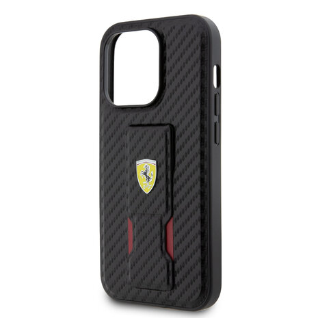 Ferrari Ferrari iPhone 15 Pro Back cover case - Gripstand Carbon Case - Black Ferrari Ferrari iPhone 15 Pro Back cover case - Gripstand Carbon Case - Black