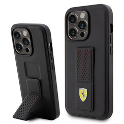 Ferrari iPhone 15 Pro Back cover coque - Perforated Gripstand - Noir