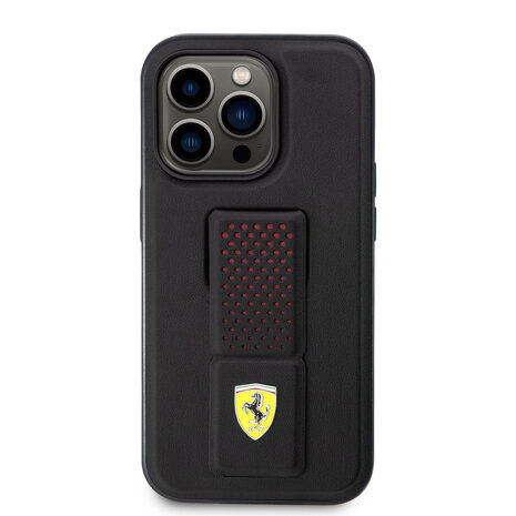 Ferrari Ferrari iPhone 15 Pro Back cover case - Perforated Gripstand - Black Ferrari Ferrari iPhone 15 Pro Back cover case - Perforated Gripstand - Black