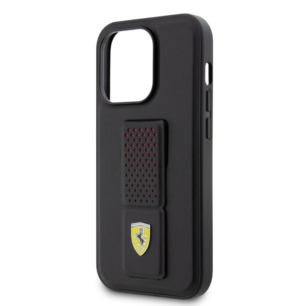 Ferrari Ferrari iPhone 15 Pro Back cover case - Perforated Gripstand - Black Ferrari Ferrari iPhone 15 Pro Back cover case - Perforated Gripstand - Black