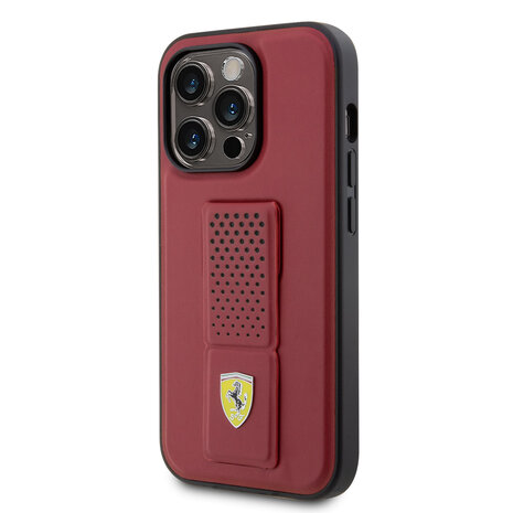 Ferrari Ferrari iPhone 15 Pro Back cover case - Perforated Gripstand - Red Ferrari Ferrari iPhone 15 Pro Back cover case - Perforated Gripstand - Red