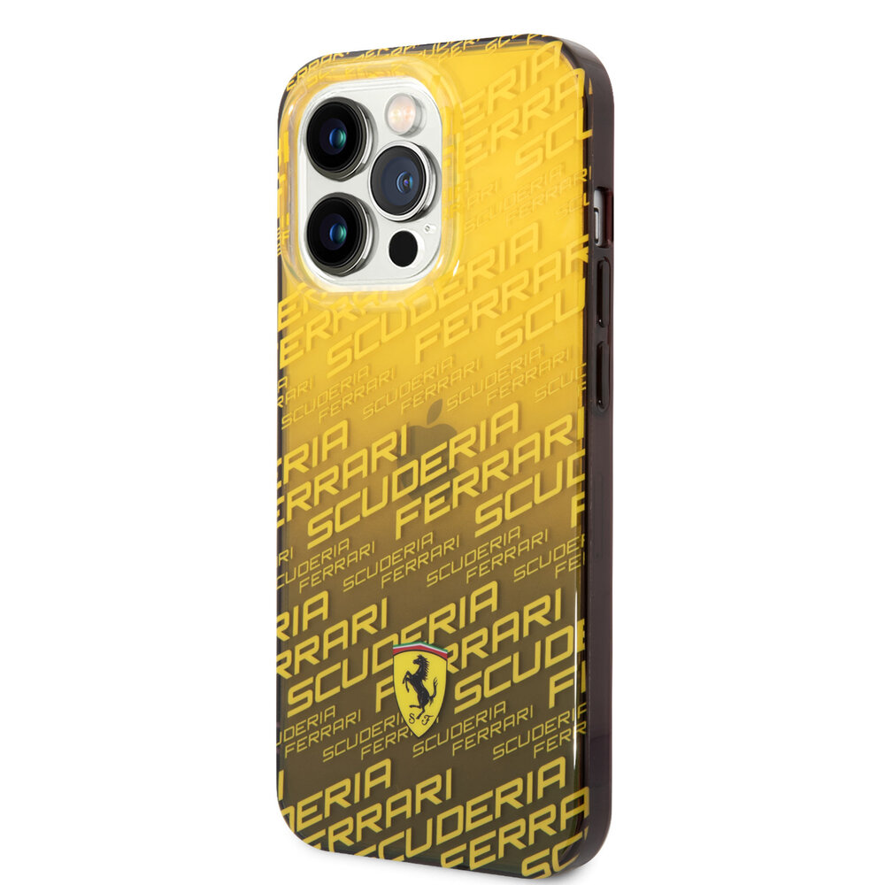 Ferrari Ferrari iPhone 14 Pro Back cover coque - Scuderia Allover - Dyed Bumper - Jaune Ferrari Ferrari iPhone 14 Pro Back cover coque - Scuderia Allover - Dyed Bumper - Jaune