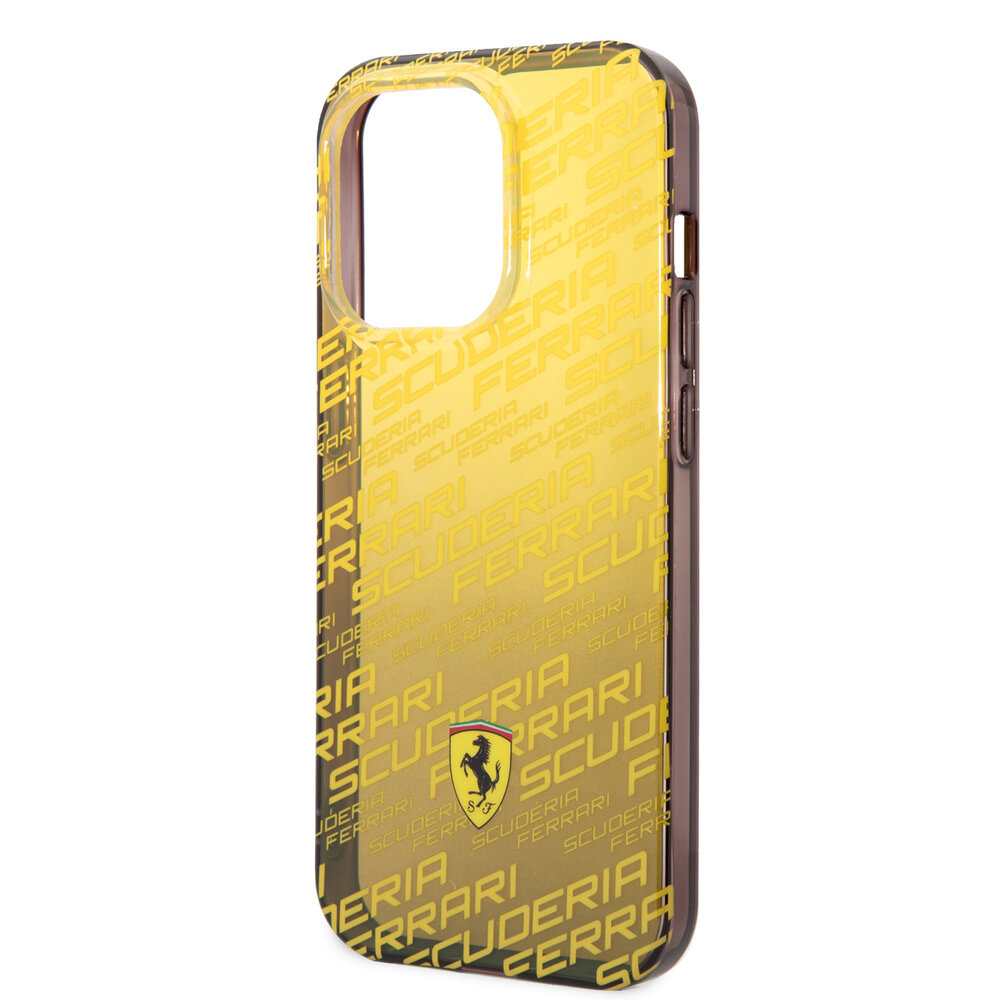 Ferrari Ferrari iPhone 14 Pro Back-Cover hul - Scuderia Allover - Dyed Bumper - Gelb Ferrari Ferrari iPhone 14 Pro Back-Cover hul - Scuderia Allover - Dyed Bumper - Gelb