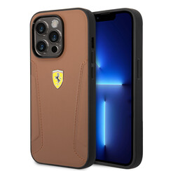 Ferrari iPhone 14 Pro Backcover hoesje - Hot Stamped Sides - Camel