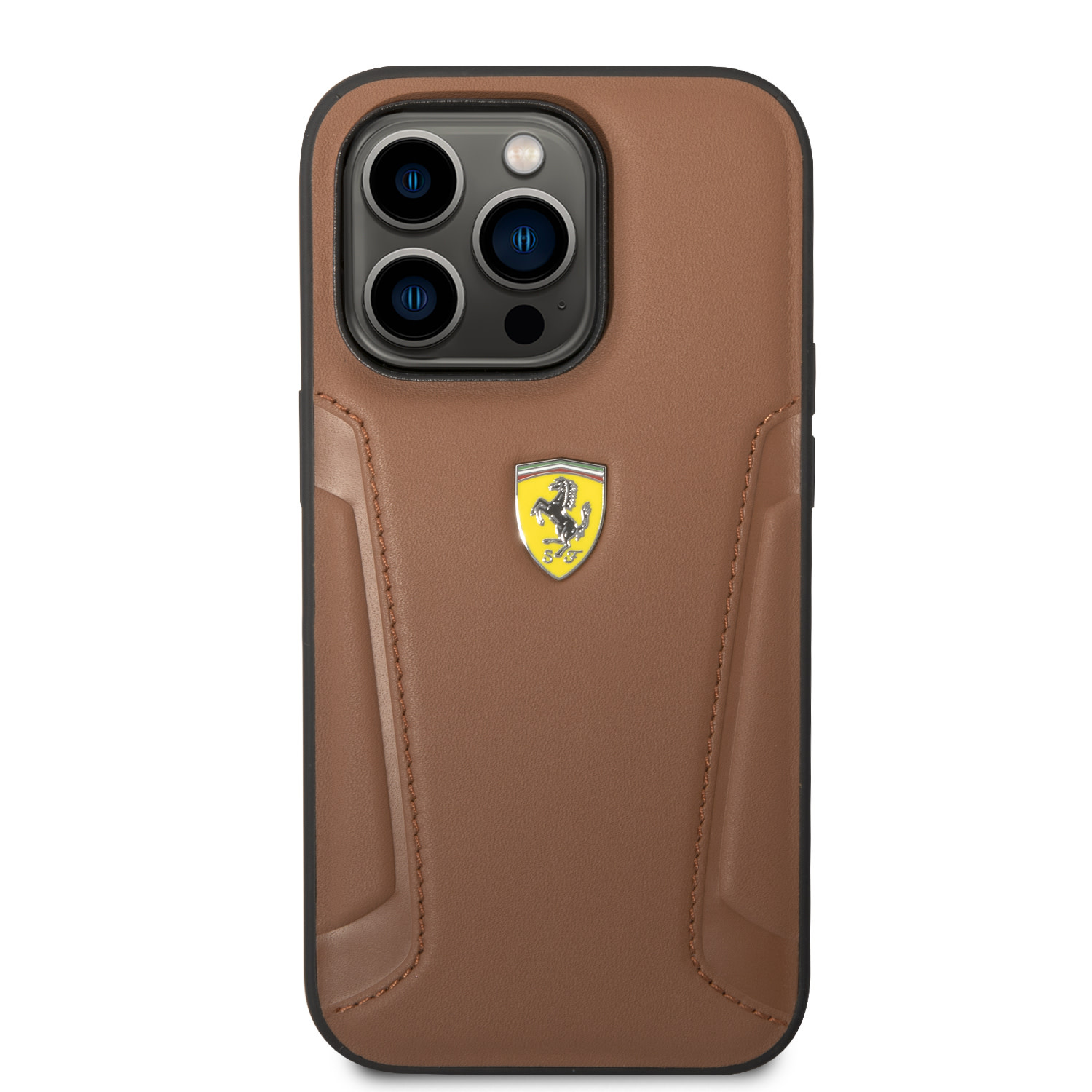 Ferrari Ferrari iPhone 14 Pro Backcover hoesje - Hot Stamped Sides - Camel, foto 3 van 6