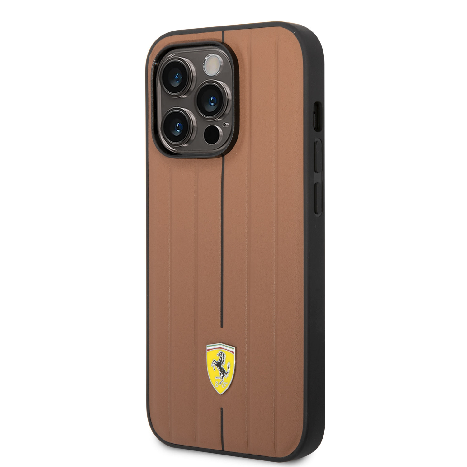 Ferrari Ferrari iPhone 14 Pro Backcover hoesje - Embossed Stripes - Camel, foto 2 van 6