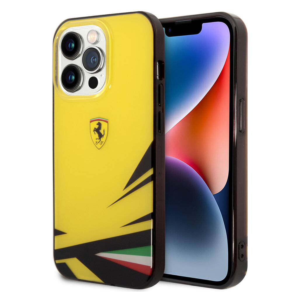 Ferrari Ferrari iPhone 14 Pro Back-Cover hul - Double Layer Print - Gelb Ferrari Ferrari iPhone 14 Pro Back-Cover hul - Double Layer Print - Gelb