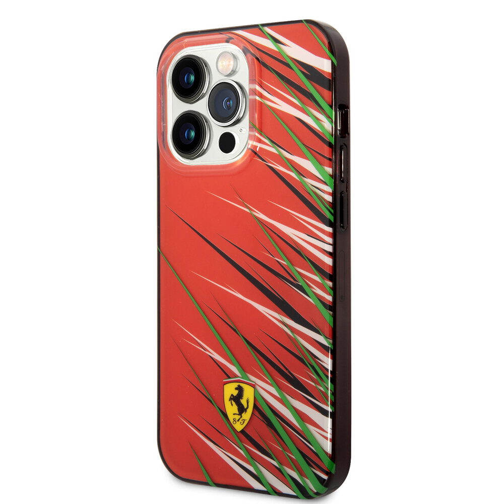 Ferrari Ferrari iPhone 14 Pro Backcover hoesje - Double Layer Grass Print - Rood Ferrari Ferrari iPhone 14 Pro Backcover hoesje - Double Layer Grass Print - Rood