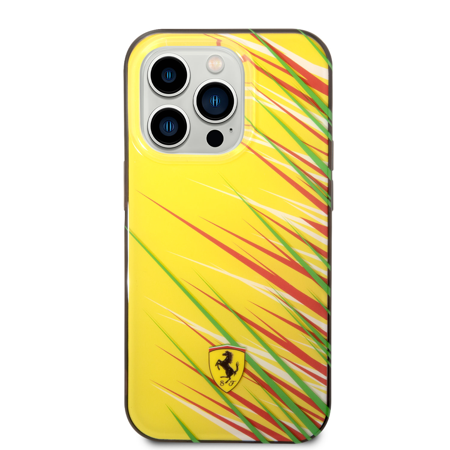 Ferrari Ferrari iPhone 14 Pro Backcover hoesje - Double Layer Grass Print - Geel, foto 3 van 6