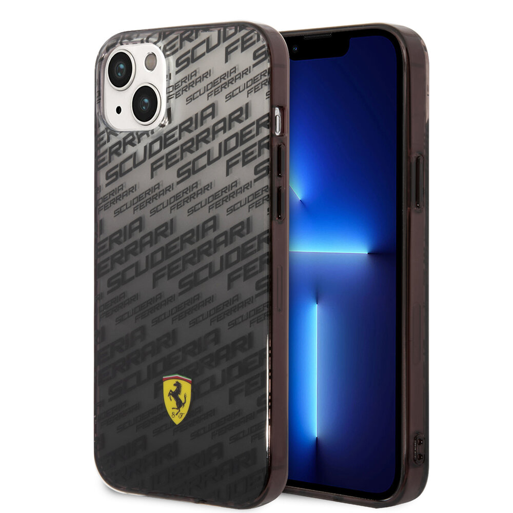 Ferrari Ferrari iPhone 14 Plus & 15 Plus Back-Cover hul - Scuderia Allover - Dyed Bumper - Schwarz Ferrari Ferrari iPhone 14 Plus & 15 Plus Back-Cover hul - Scuderia Allover - Dyed Bumper - Schwarz