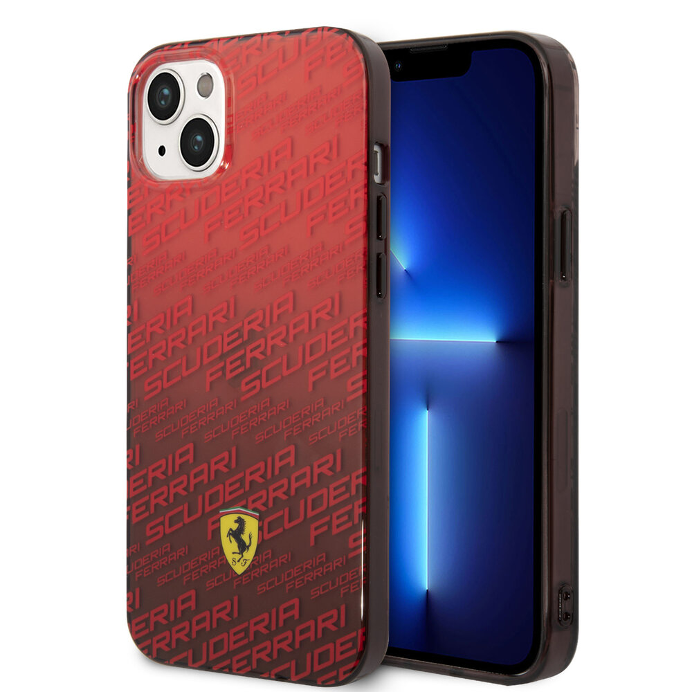 Ferrari Ferrari iPhone 14 Plus & 15 Plus Backcover hoesje - Scuderia Allover - Dyed Bumper - Rood Ferrari Ferrari iPhone 14 Plus & 15 Plus Backcover hoesje - Scuderia Allover - Dyed Bumper - Rood