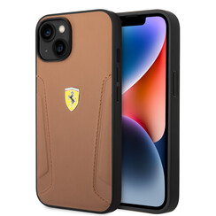Ferrari iPhone 14 Plus & 15 Plus Back-Cover hul - Hot Stamped Sides - Camel