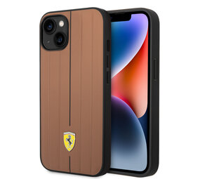 Ferrari Ferrari iPhone 14 Plus & 15 Plus Back cover coque - Embossed Stripes - Camel Ferrari Ferrari iPhone 14 Plus & 15 Plus Back cover coque - Embossed Stripes - Camel