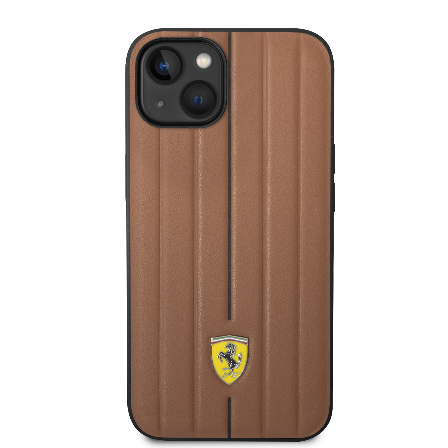 Ferrari Ferrari iPhone 14 Plus & 15 Plus Backcover hoesje - Embossed Stripes - Camel, foto 3 van 6
