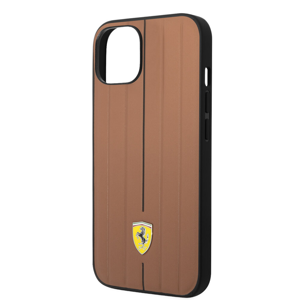 Ferrari Ferrari iPhone 14 Plus & 15 Plus Back cover coque - Embossed Stripes - Camel Ferrari Ferrari iPhone 14 Plus & 15 Plus Back cover coque - Embossed Stripes - Camel