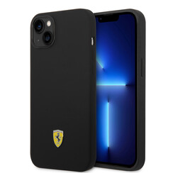 Ferrari iPhone 14 Plus & 15 Plus Backcover hoesje - Liquid Silicone - Black Camera Outline - Zwart