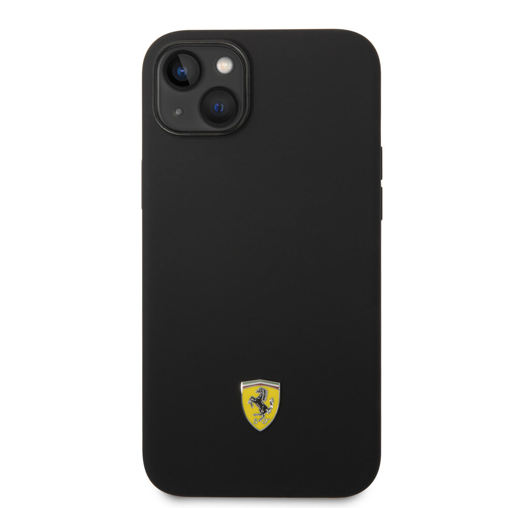 Ferrari Ferrari iPhone 14 Plus & 15 Plus Backcover hoesje - Liquid Silicone - Black Camera Outline - Zwart Ferrari Ferrari iPhone 14 Plus & 15 Plus Backcover hoesje - Liquid Silicone - Black Camera Outline - Zwart