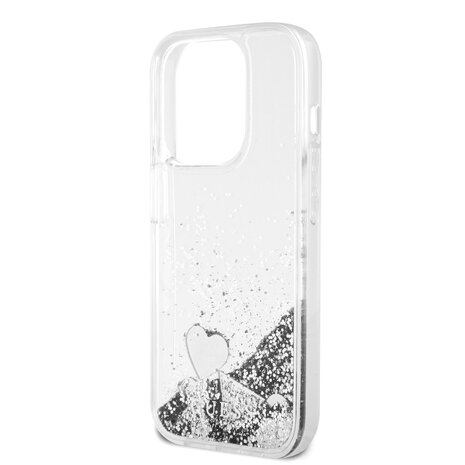 Guess Guess iPhone 15 Pro Back cover case - Liquid Glitter - Charm Pattern - Silver Guess Guess iPhone 15 Pro Back cover case - Liquid Glitter - Charm Pattern - Silver