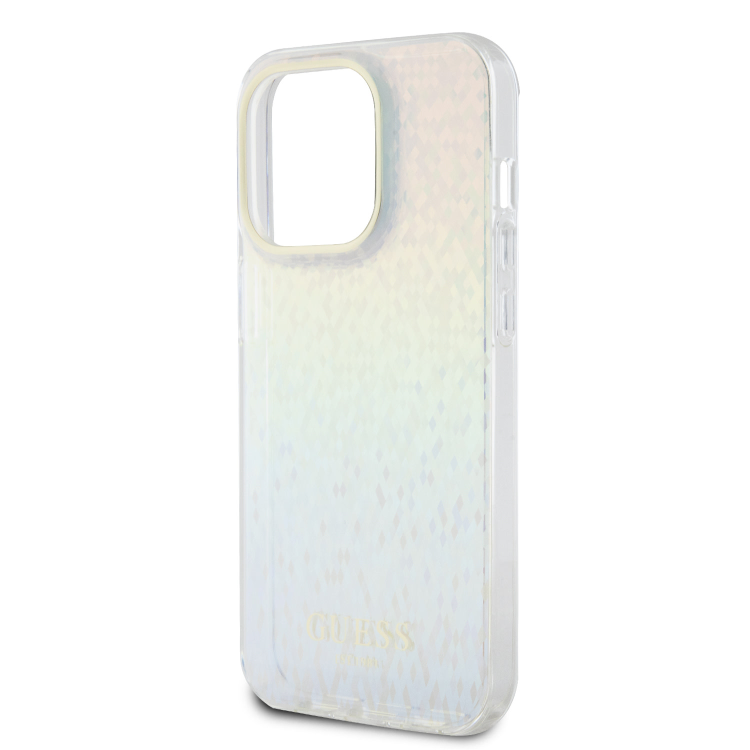 Guess Guess iPhone 15 Pro Backcover hoesje - Faceted Mirror Disco Pattern - Iridescent, foto 6 van 6