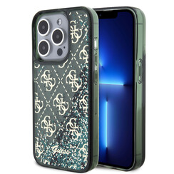 Guess iPhone 15 Pro Back cover case - Liquid Glitter - 4G Pattern - Green