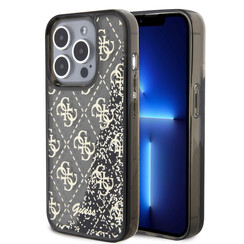 Guess iPhone 15 Pro Back cover case - Liquid Glitter - 4G Pattern - Black