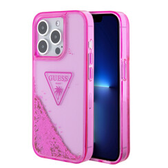 Guess iPhone 15 Pro Back cover case - Liquid Glitter - Translucent Logo - Fuchsia