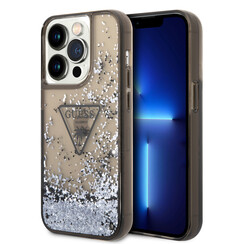 Guess iPhone 15 Pro Back cover case - Liquid Glitter - Translucent Logo - Black