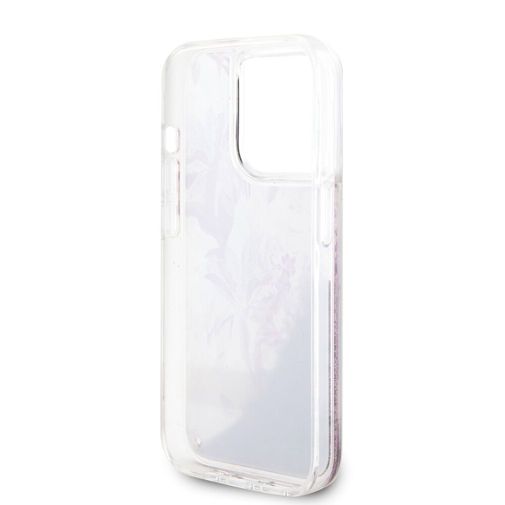Guess Guess iPhone 15 Pro Back-Cover hul - Liquid Glitter - Flower Pattern - Rosa Guess Guess iPhone 15 Pro Back-Cover hul - Liquid Glitter - Flower Pattern - Rosa
