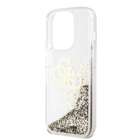 Guess Guess iPhone 15 Pro Back cover coque - Liquid Glitter - Electroplated Logo - Or Guess Guess iPhone 15 Pro Back cover coque - Liquid Glitter - Electroplated Logo - Or
