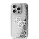 Guess Guess iPhone 15 Pro Back cover coque - Liquid Glitter - Electroplated Logo - Argent Guess Guess iPhone 15 Pro Back cover coque - Liquid Glitter - Electroplated Logo - Argent