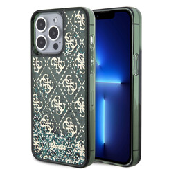 Guess iPhone 15 Pro Max Backcover hoesje - Liquid Glitter - 4G Pattern - Groen
