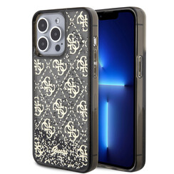Guess iPhone 15 Pro Max Back-Cover hul - Liquid Glitter - 4G Pattern - Schwarz